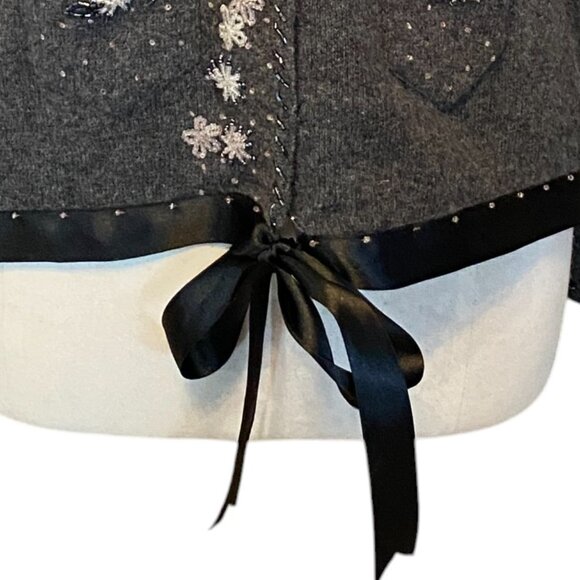 Vintage April Cornell Wool Beaded Floral Cardigan Feminine Dark Fairy Grunge-S - Picture 6 of 15